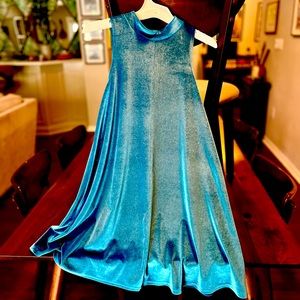 Girls dress 10-12, blue, velvet shimmer flowy dress